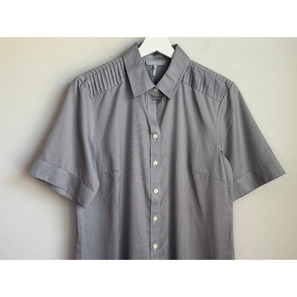 Hinson Wu Lori Striped Mini Shirt Dress Tahitian Pearl/White Women's Size 6 NWT - Picture 3 of 13